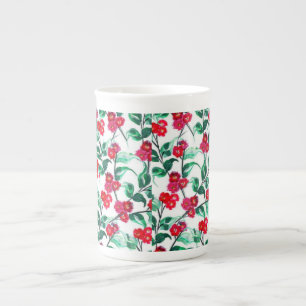 Blumenmuster in roter Farbe-56698 Porzellantasse