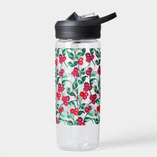 Blumenmuster in roter Farbe-56698 Trinkflasche (Links)