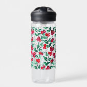 Blumenmuster in roter Farbe-56698 Trinkflasche (Vorderseite)