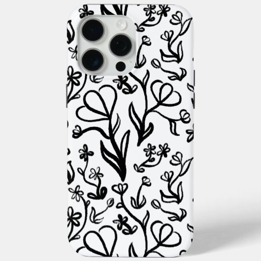 Blumenmuster in Schwarz und Weiß Case-Mate iPhone Hülle (Rückseite)