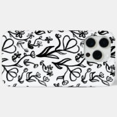 Blumenmuster in Schwarz und Weiß Case-Mate iPhone Hülle (Rückseite (Horizontal))
