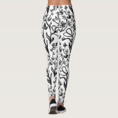 Blumenmuster in Schwarz und Weiß Leggings (Rückseite)