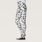 Blumenmuster in Schwarz und Weiß Leggings (Links)