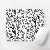 Blumenmuster in Schwarz und Weiß Mousepad (Mit Mouse)