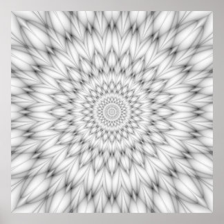 Blumenmuster in Schwarz und Weiß Poster