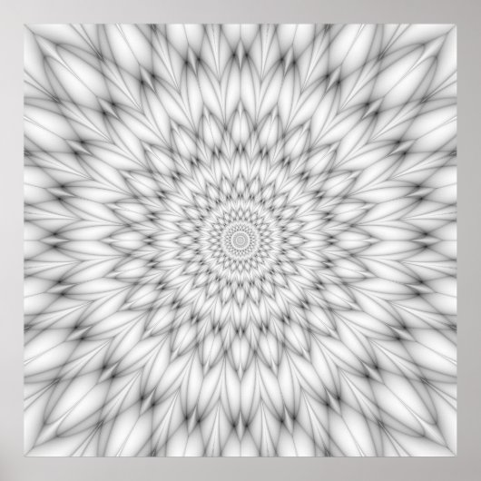 Blumenmuster in Schwarz und Weiß Poster (Vorne)