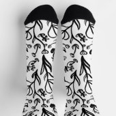 Blumenmuster in Schwarz und Weiß Socken (Oben)