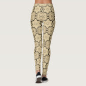 Blumenmuster in Sepia Tones Leggings (Rückseite)