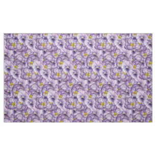 Blumenmuster in Wasserfarbe mit violetten Stiefmü Stoff