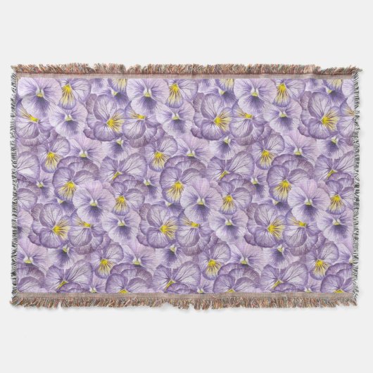 Blumenmuster in Wasserfarbe mit violetten Stiefmüt Decke (Vorderseite)