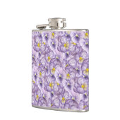 Blumenmuster in Wasserfarbe mit violetten Stiefmüt Flachmann (Links)