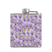 Blumenmuster in Wasserfarbe mit violetten Stiefmüt Flachmann (Rückseite)