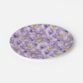 Blumenmuster in Wasserfarbe mit violetten Stiefmüt Pappteller (Schrägansicht)