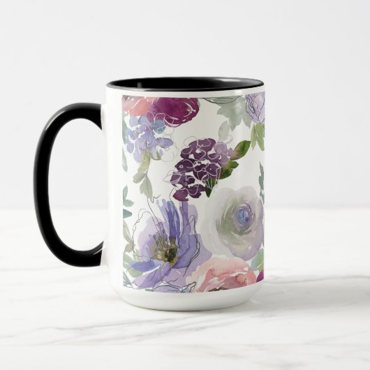 Blumenmuster in Wasserfarbe Tasse (Links)