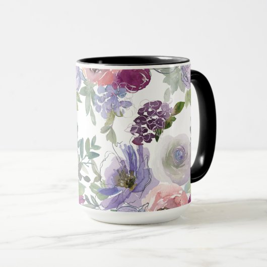Blumenmuster in Wasserfarbe Tasse (VorderseiteRechts)