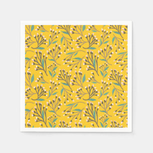 Blumenmuster in zarten Zweigen und Knospen Serviette