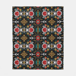Blumenmuster: Indische Stickerei. Fleecedecke