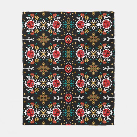 Blumenmuster: Indische Stickerei. Fleecedecke (Vorderseite)