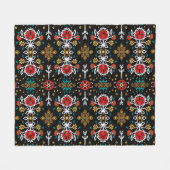 Blumenmuster: Indische Stickerei. Fleecedecke (Vorderseite (Horizontal))