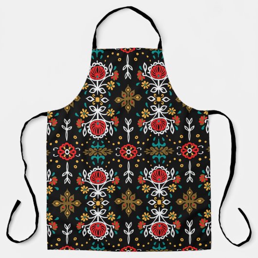 Blumenmuster: Indische Stickerei. Schürze (Vorderseite)