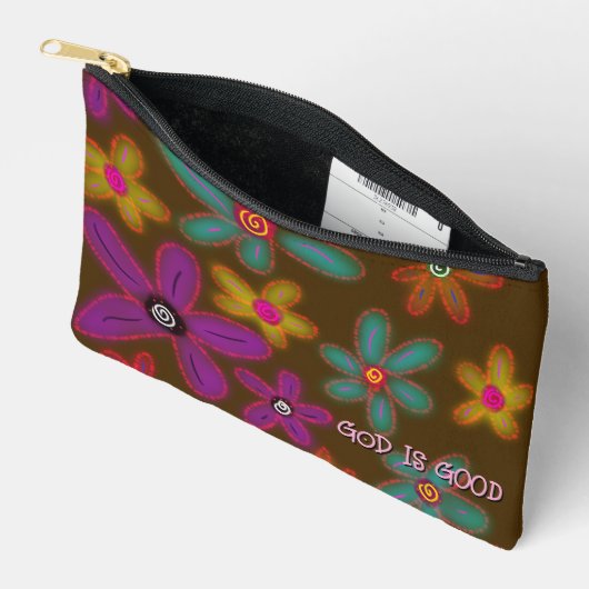 Blumenmuster Individuelle Name Brown Zubehörtasche (Offen)