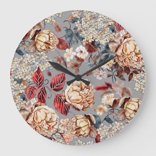 Blumenmuster, Jugendstil. Große Wanduhr (Vorderseite)