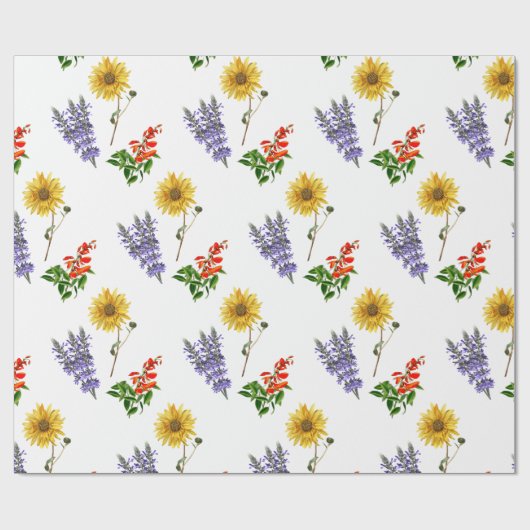 Blumenmuster Kardinal Blume Lavendel Sonnenblumenm Geschenkpapier (Flach)