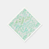 Blumenmuster klassischer Grünton A02.b Aus Weiß Serviette (Ecke)