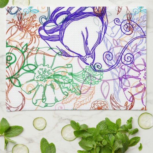 Blumenmuster Küchentuch (Gefaltet)