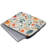 Blumenmuster-Laptop-Hülle mit lebendigem Orange Laptopschutzhülle (Vorne Knopf)