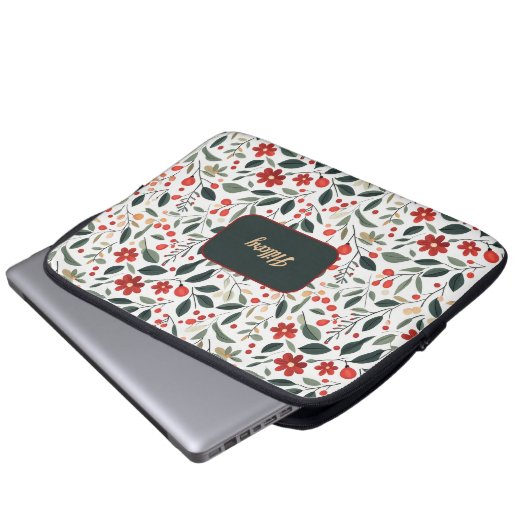 Blumenmuster Laptopschutzhülle (Vorne Knopf)