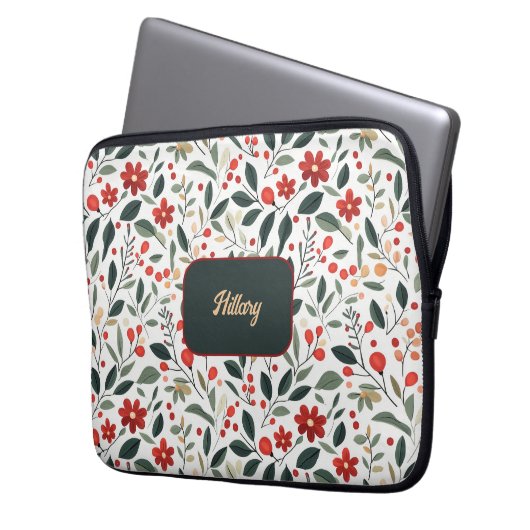 Blumenmuster Laptopschutzhülle (Vorderseite Links)