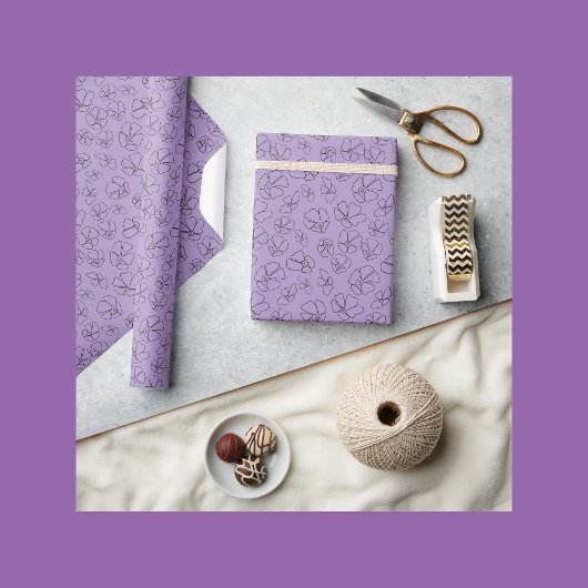 Blumenmuster Lavendel Geschenkpapier