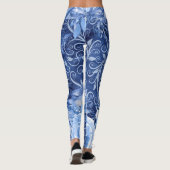 Blumenmuster-Leggings, 1 Druckdesigner für blaue B Leggings (Rückseite)