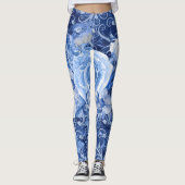 Blumenmuster-Leggings, 1 Druckdesigner für blaue B Leggings (Vorderseite)