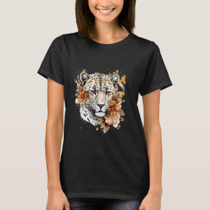 Blumenmuster Leopard Blüten Kunst Gepard Großkatze T-Shirt
