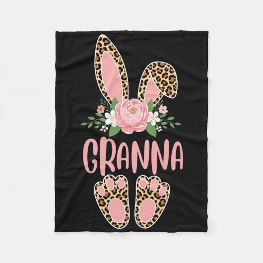 Blumenmuster Leopard Granna Hase Frohe Ostern Früh Fleecedecke (Vorderseite)
