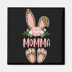 Blumenmuster Leopard Mama Häschen frohe Ostern Mut Magnet