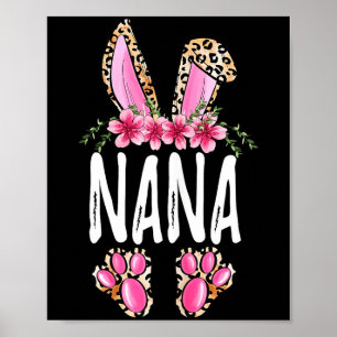 Blumenmuster Leopard Nana Häschen süß glückliches  Poster