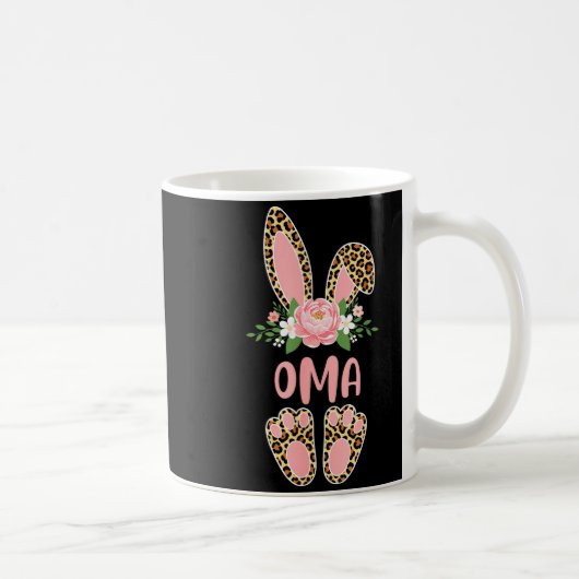 Blumenmuster Leopard Oma Hase Frohe Ostern Frühlin Kaffeetasse (Rechts)