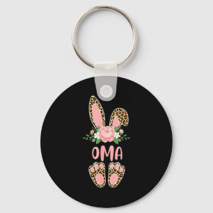 Blumenmuster Leopard Oma Hase frohe Ostern Frühlin Schlüsselanhänger