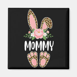 Blumenmuster Leoparden-Mutter-Häschen frohe Ostern Magnet