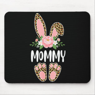 Blumenmuster Leoparden-Mutter-Häschen frohe Ostern Mousepad