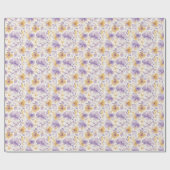 Blumenmuster Lila Goldene Blüten Geschenkpapier (Flach)