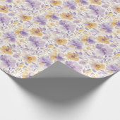 Blumenmuster Lila Goldene Blüten Geschenkpapier (Ecke)