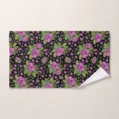 Blumenmuster Lila Rosa Grün Schwarz Badhandtuch Set (Handtuch)