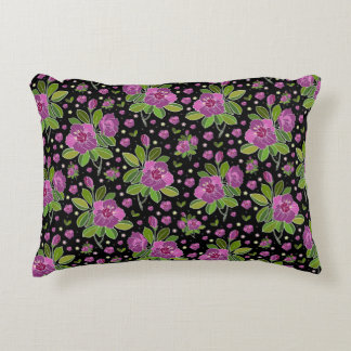 Blumenmuster Lila Rosa Grün Schwarz Dekokissen