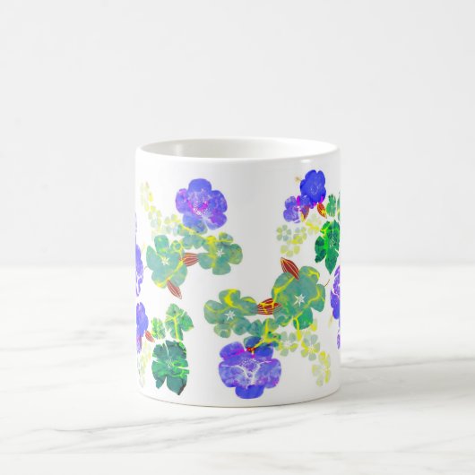 Blumenmuster lila und grüne Tasse (Mittel)