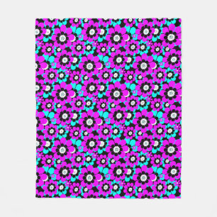 Blumenmuster Lila und türkisfarbene Blume Fleecedecke