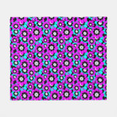 Blumenmuster Lila und türkisfarbene Blume Fleecedecke (Vorderseite (Horizontal))